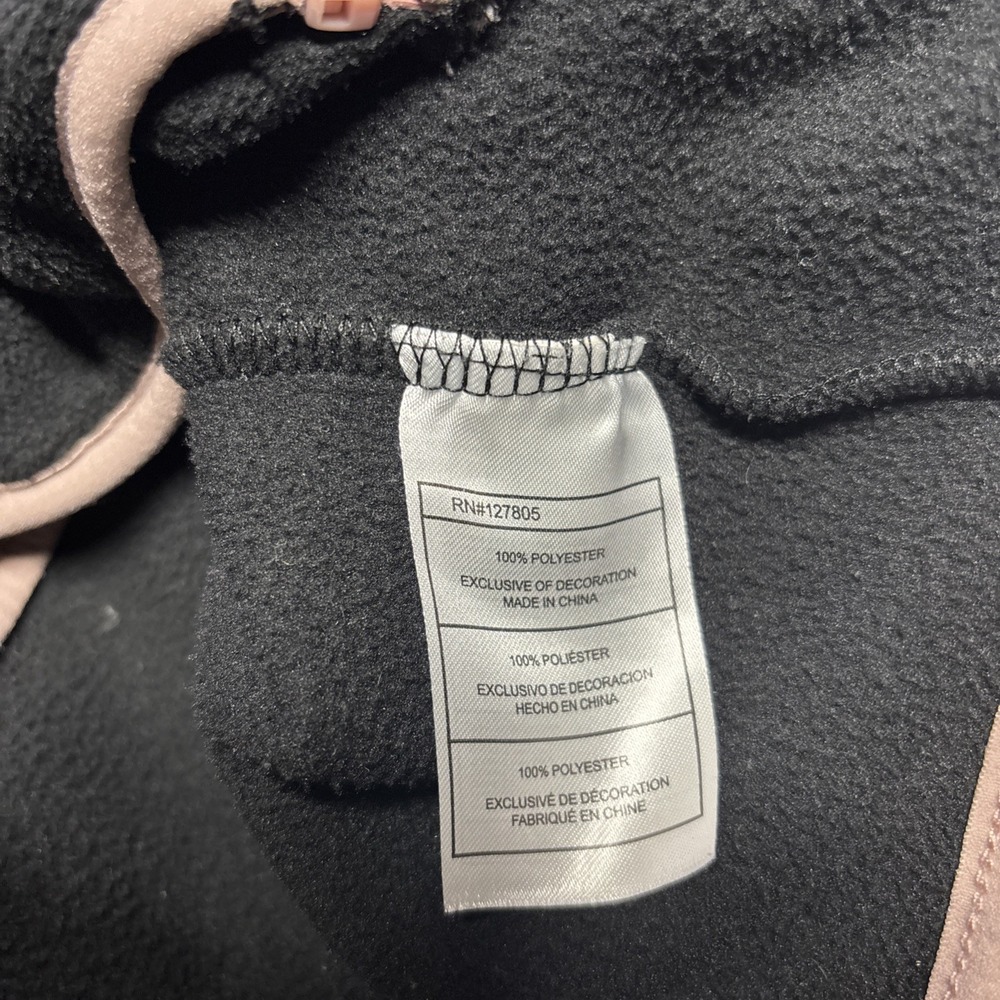 Reebok Girls Black Full Zip Fleece Hoodie Jacket Pink Trim L 14/16 - Picture 8 of 10